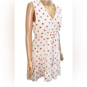 BLEECKER 126 MIDI DRESS POLKA DOT V-NECK SLEEVELESS EMBROIDERED ORANGE  SIZE 6